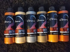 Set Of 6 Chroma Molten Metals Acrylic Colors 8.4oz 6Bottles Full Bottles A2