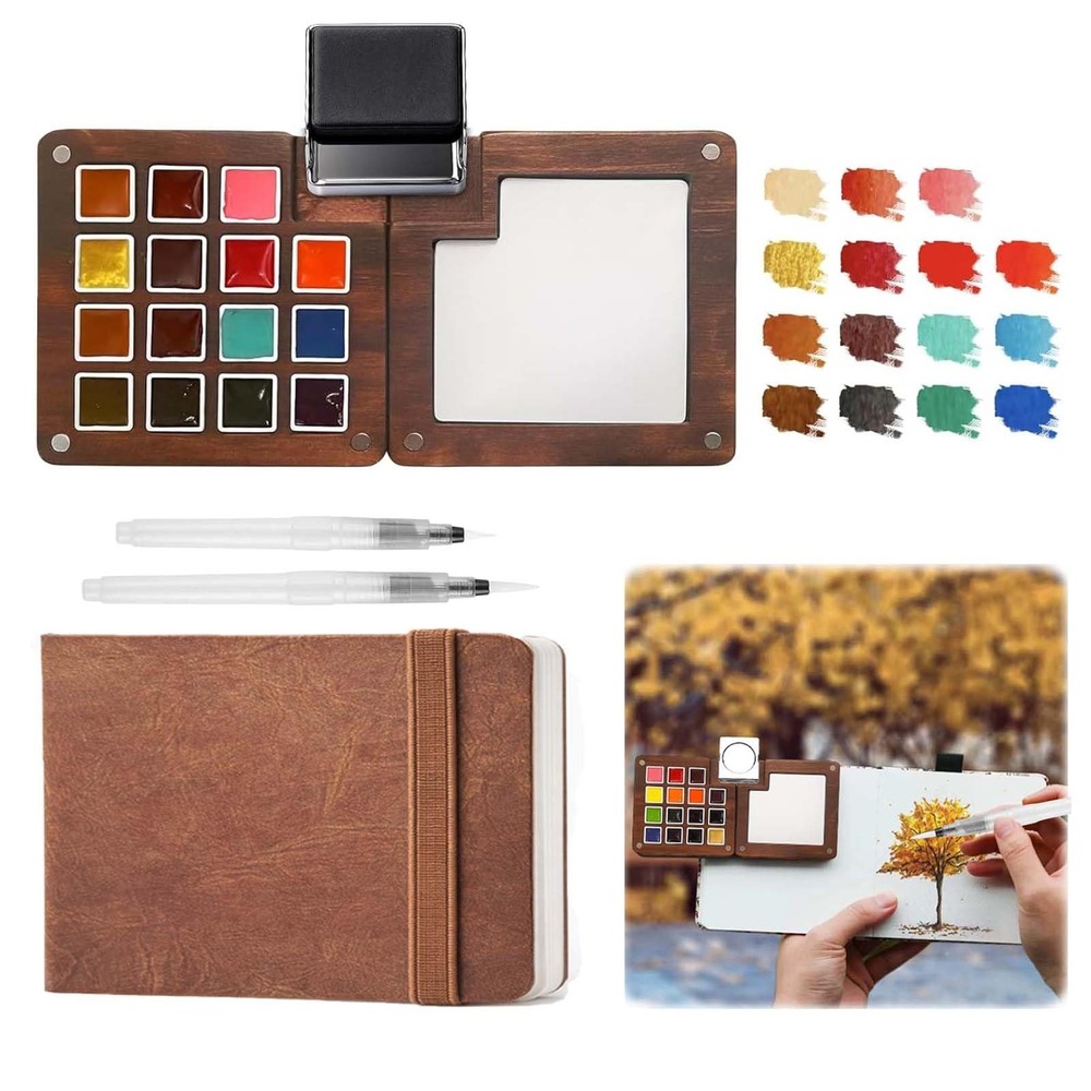 Mini Watercolor Paint Set – 15 Color Travel Watercolor Palette Set – Portable…
