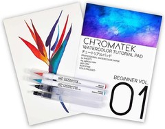 Professional Watercolor Painting Set: 54 Brush Pens & 15 Page Tutorial Pad