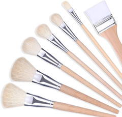 7PCS Mop Brushes for Acrylic Painting – Goat Hair Blending Brushes for Stencil &