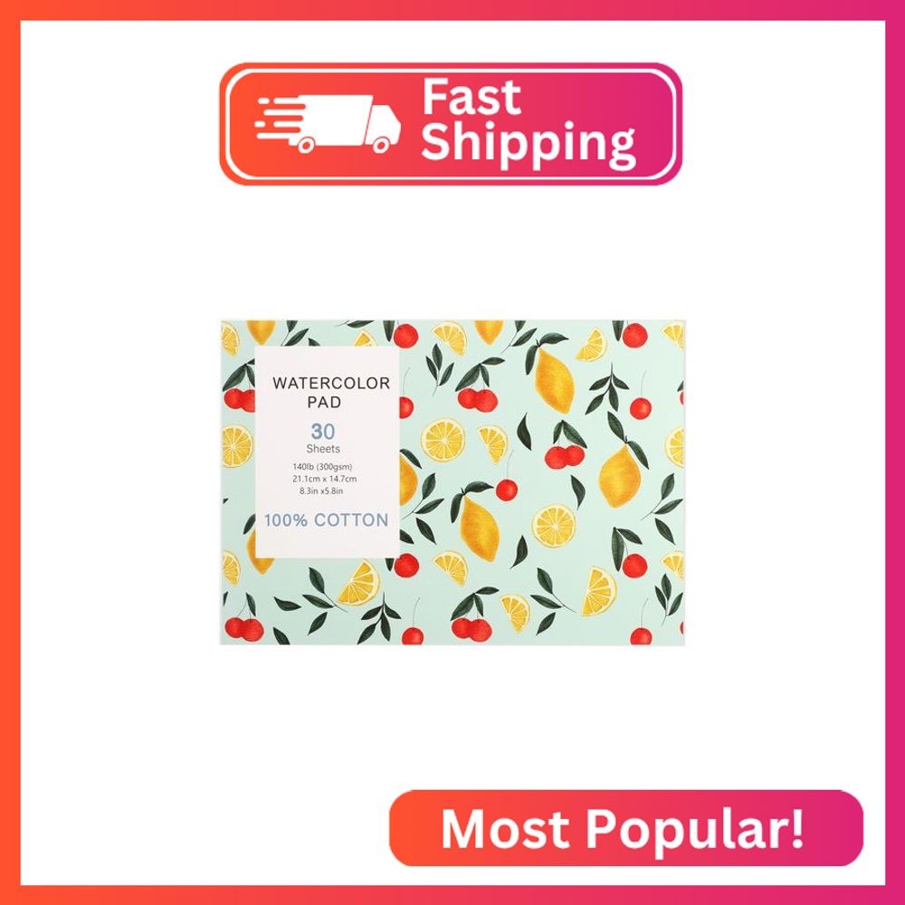 30 Sheets Watercolor Paper Pad, A5 (8.3 x 5.8) Cold Press Watercolor Paper, 140