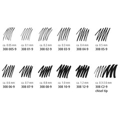 3-Pack Black Pigment Liner Pen Set Assorted Line Widths 0.05 0.2 0.8mm