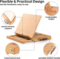 VISWIN Tabletop Easel with Drawer & Palette – Adjustable Beech Wood Sketch Box