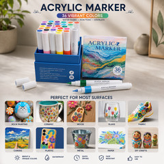 36 Colours Acrylic Paint Pens for Rock Painting Wood Ceramic Fabric Metal Canvas