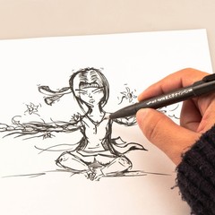 Pentel Arts Sign Pen With Brush Tip Black