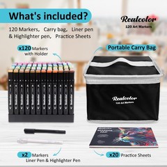 168 Alcohol Markers Set,Dual Tip Art Markers for Adult Coloring, Alcohol Mark…
