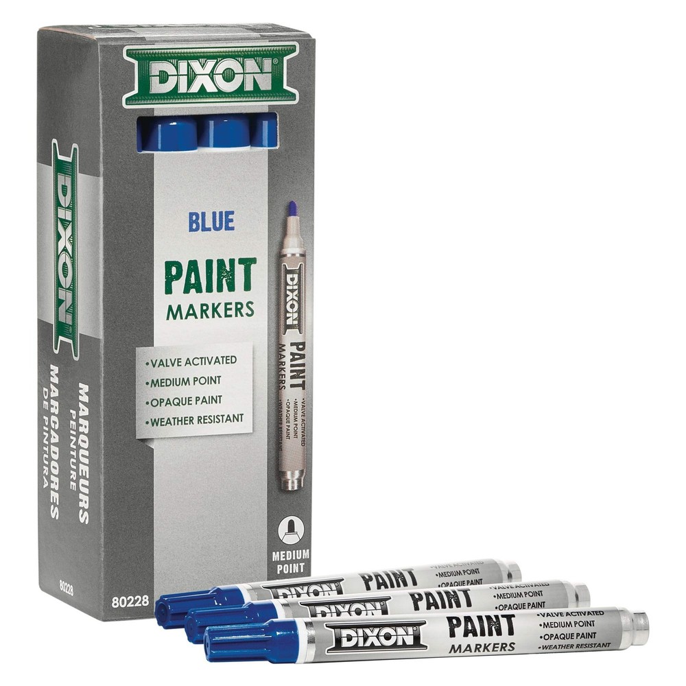 Medium Tip Industrial Paint Markers, Box of 12, Blue Color