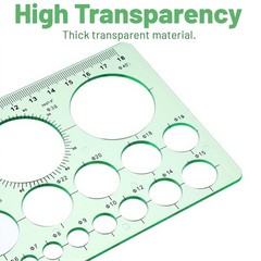 Elegaperma 2 pcs Circle Template for Drawing, 7.87 X 3.94 X 0.01 IN, Green