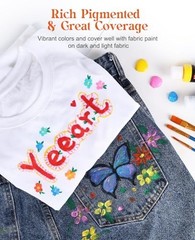 20 Colors Fabric Paint Set – Non-Toxic Soft Textile Paint for Clothes, T-Shirts,