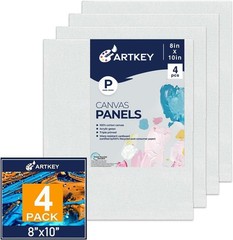 Canvases for Painting, 8×10 Inch 4-Pack, 10 oz Primed 100% Cotton White Blank…