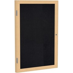 Pemberly Row Wood 36″ x 24″ 1 Door Enclosed Rubber Bulletin Board in Black