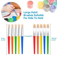 30 Kids Paint Brushes Set with Jumbo Round Watercolor and Large Flat Craft Br…