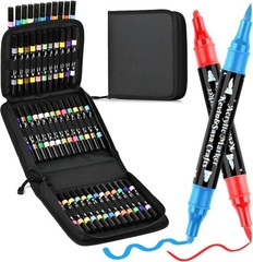24 Colors Dual Tip Acrylic Paint Marker Pens Set, Multifunctional Acrylic Tips w