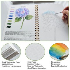 Watercolor Workbook 15 Beautiful Flowers Paintings for Adults &Teens Beginner…