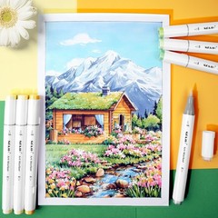SFAIH Alcohol Markers Brush Tip & Fine Tip – 49 Colors Double Tipped Art Markers