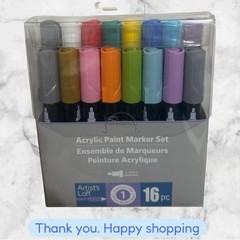 Assorted Color Acrylic Paint Marker Set by Artist’s Loft 16 Markers NEW SHIPPING