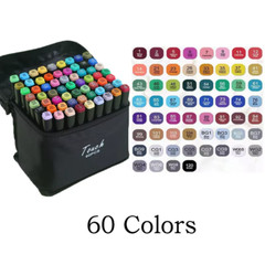 24-60 Colors Oily Art Marker Pen Set for Drawing Double Headed Sketching Tip Bas