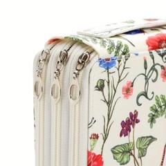 120 Slots Colored Pencil Case with Zipper Flower Pattern Art Drawing Pencil Bag