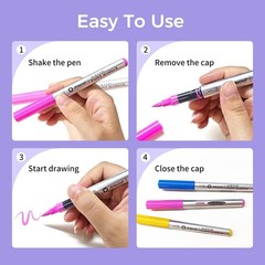 Automatic Ink Control Acrylic Paint Markers 48 Colors Brush Tip, for Stone, R…