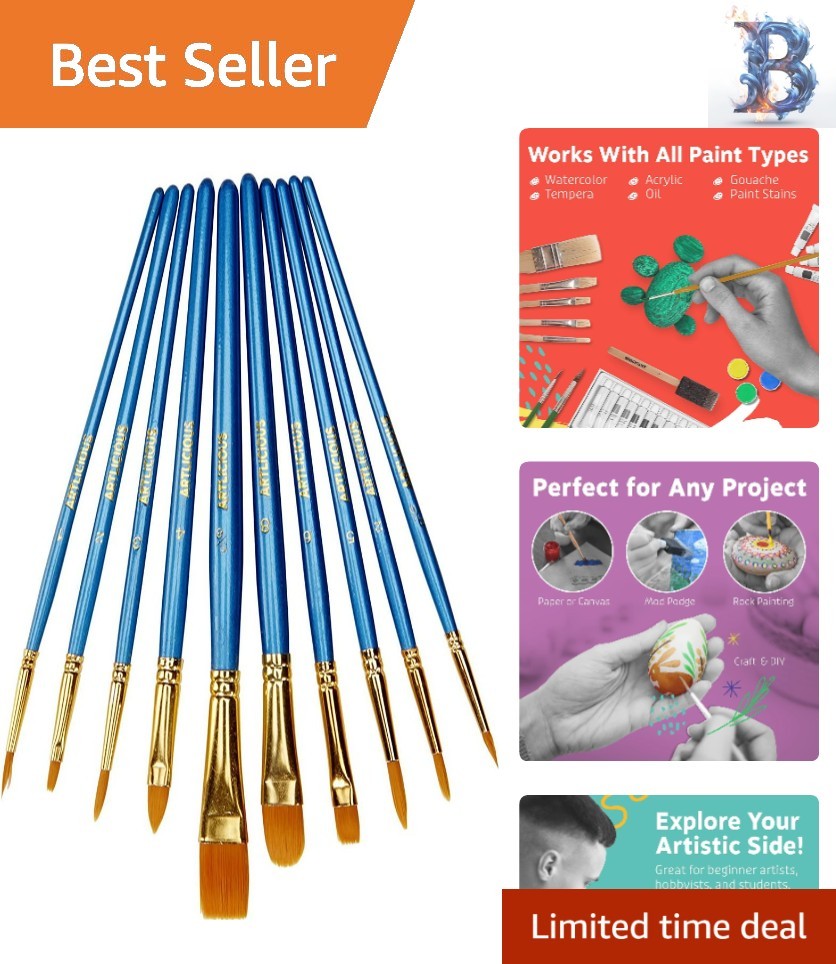 All-Purpose Kids Paint Brushes Set – Includes 10 Sizes for Every Art Project