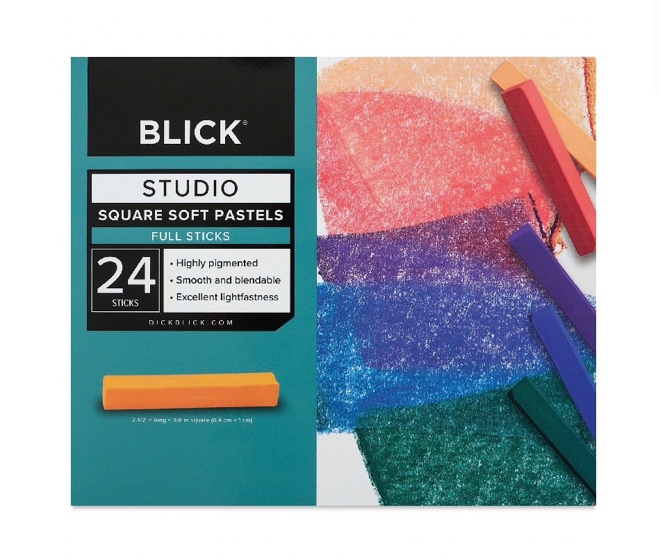 Blick Studio Soft Pastels Set 24 Colors Square Sticks Art Supplies