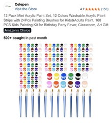 12 Pack Mini Acrylic Paint Set, 12 Colors Washable Acrylic Paint Strips with