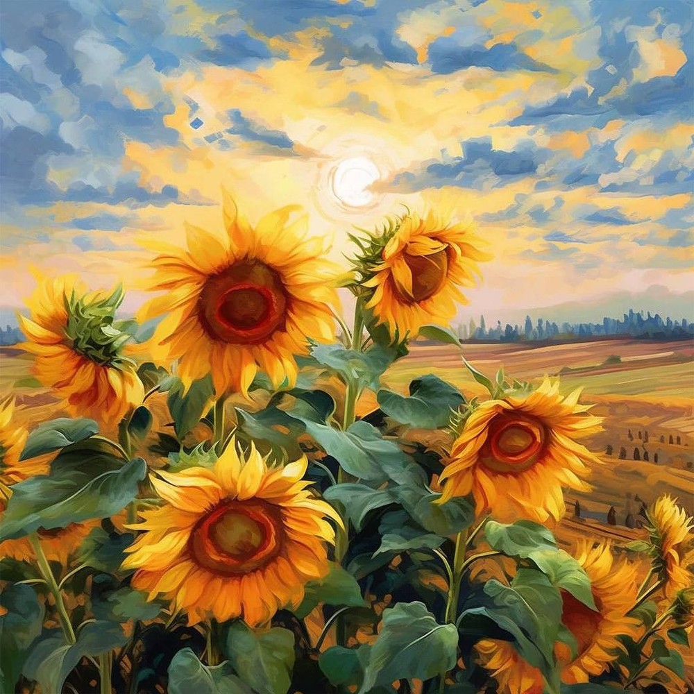 PRASIO Paint by Numbers Kit for Adults 16×16 inches, XM-OP-Sunflower-4040