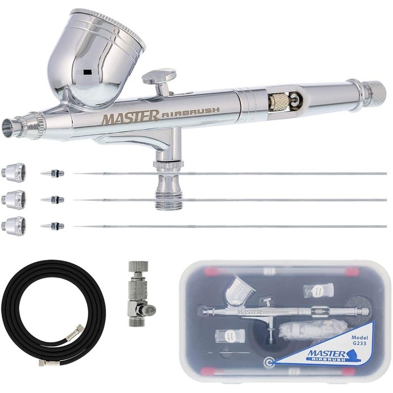 Professional Multi-Purpose Dual-Action Airbrush Kit W/ Nozzle Set Detailing New
