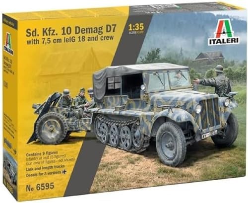 Italeri SD.Kfz. 10 DEMAG D7 with 7.5cm Le. IG 18 & Crew, 1:35 Scale Model Kit