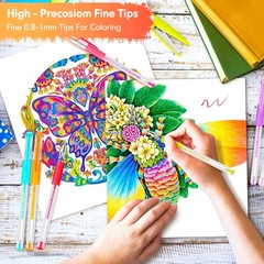 Soucolor Gel Pens for Adult Coloring Books, Deluxe 120 Pack-60 120, Black