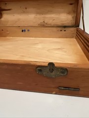 VTG Wooden Hinged Artist Painters Box with Dovetail Design Wood Briefcase Travel