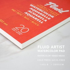 Fluid Watercolor Paper Pad 11 x 15 inch 20 Sheets 140 lb Cold Press