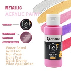 Artecho Acrylic Paint Set, 12 24 Fl Oz (Pack of 1), 12 Metallic Colors