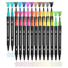 Piochoo Dual Brush Marker Pens,24 Colored 1 Count (Pack of 24), 24 Colors