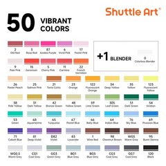 Alcohol Markers Brush tip, Dual Tip Brush & Chisel Tip Art Marker Set, 50 Col…
