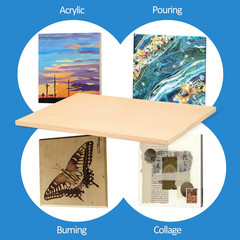 Unfinished Birch Wood Panels Kit for Painting, Wooden Canvas 2 Pack of 24 X36 St