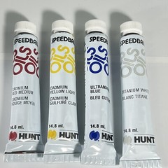 VTG Speedball Oils Artist Paints Hunt Mfg 5670 Sample Set Orig Box 4 Color Tubes