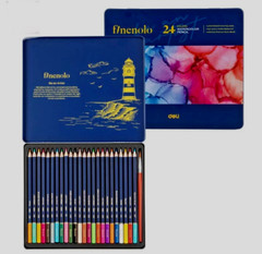 24 colors Finenolo Water-Soluble Clr Pencil -Smooth, Vivid & Rich Colour + Brush