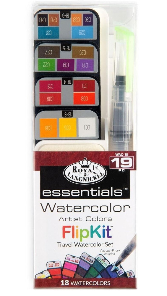 Royal Langnickel Essential Watercolor Artist Colors. FlipKit 18 Colors