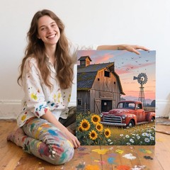 DIY Paint by Numbers Kit for Adults Beginner Farm Paint by Number for Adults