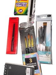 Art Supplies Bundle With Sketch Pads Colored Pencils Paint Brushes Pastel Chalk