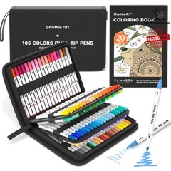Ultimate 105-Color Dual-Tip Marker Set with Portable Case & Bonus Coloring Book