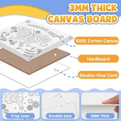 12 Pcs Pre Drawn Canvas Painting Kit Kids Animals DIY Painting Canvas Panel 6×6