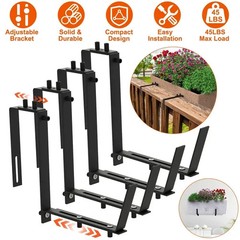 Telescopic Window Planter Bracket, Iron No-Drill Wall-Mounted Flower Box Holder,