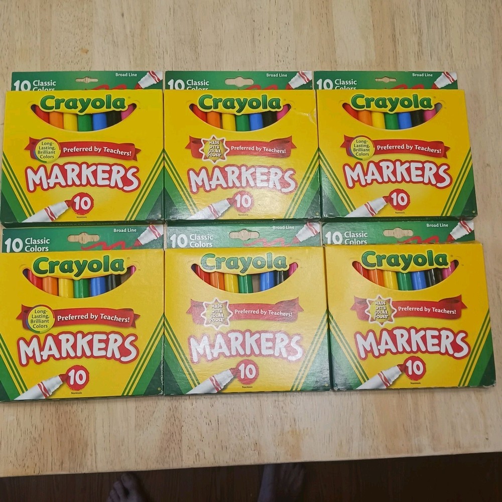 Crayola Markers Broad Line 10 Count Classic Colors Teacher Preferred Lot Of 6