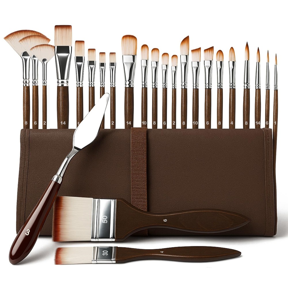 25pcs Paint Brushes Set Professional Acrylic Paint Brushes Artist Series with…