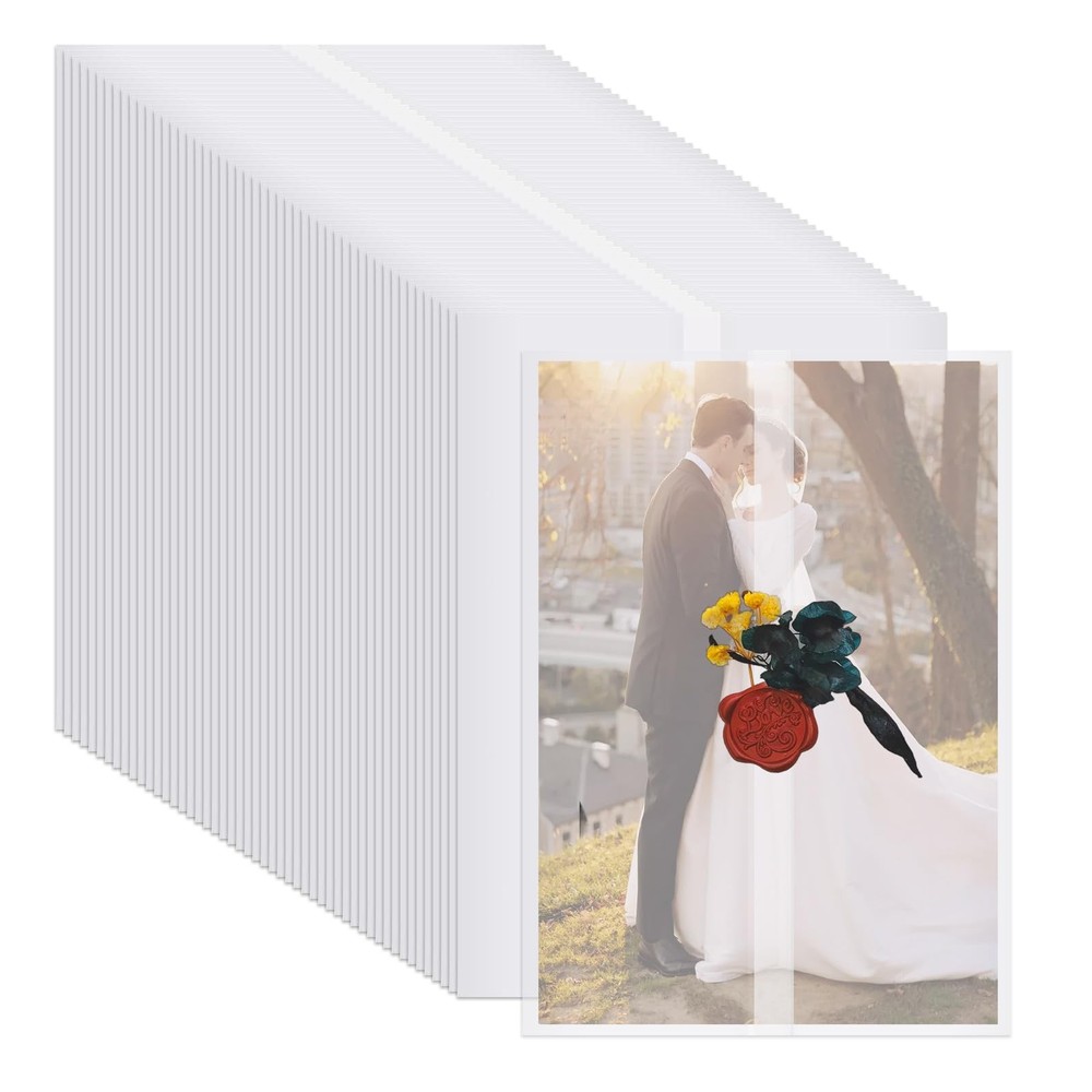 50 PCS Vellum Jackets 5×7 Invitations PreFolded Sleeves 110GSM Translucent