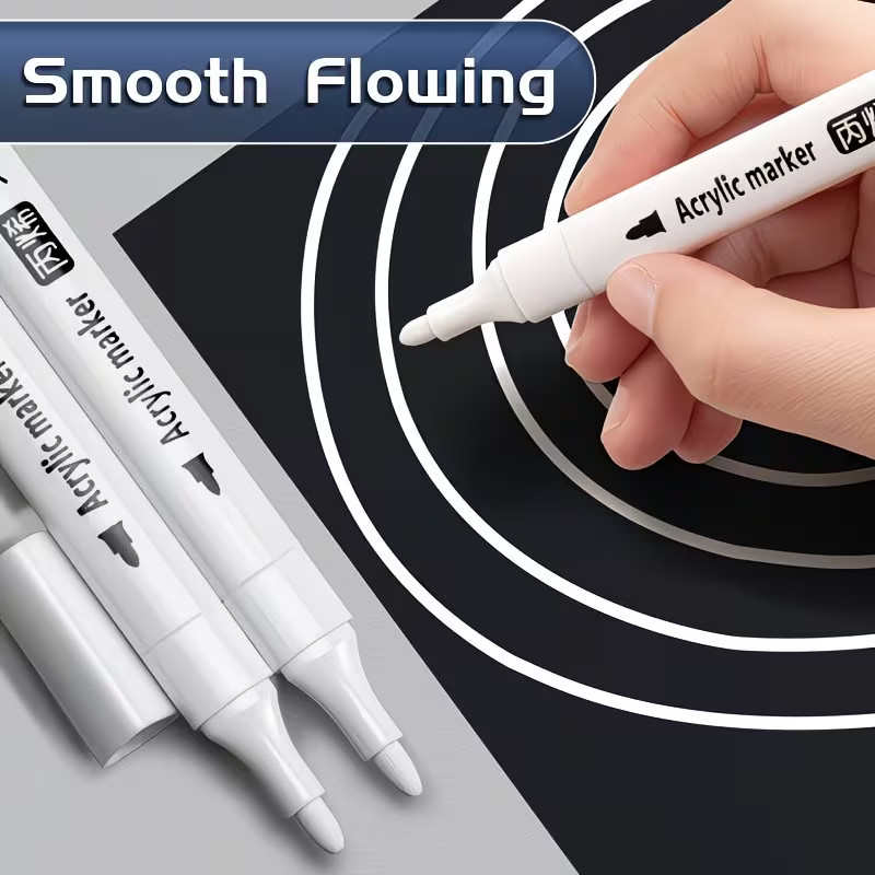 3pcs Permanent White Acrylic Marker Pens: Black Paper, Wood, Fabric, Tire, Metal