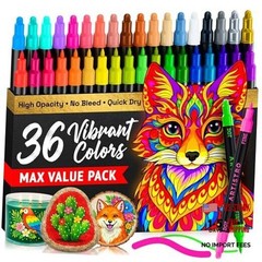 Precision Dual-Tip Acrylic Paint Markers – Paint Pens Set with 36 Multicolor