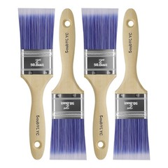 DoubYCYC Paint Brushes 4 Pack 2 Flat Brushes Paint Brush Set Wood Paint Brushes